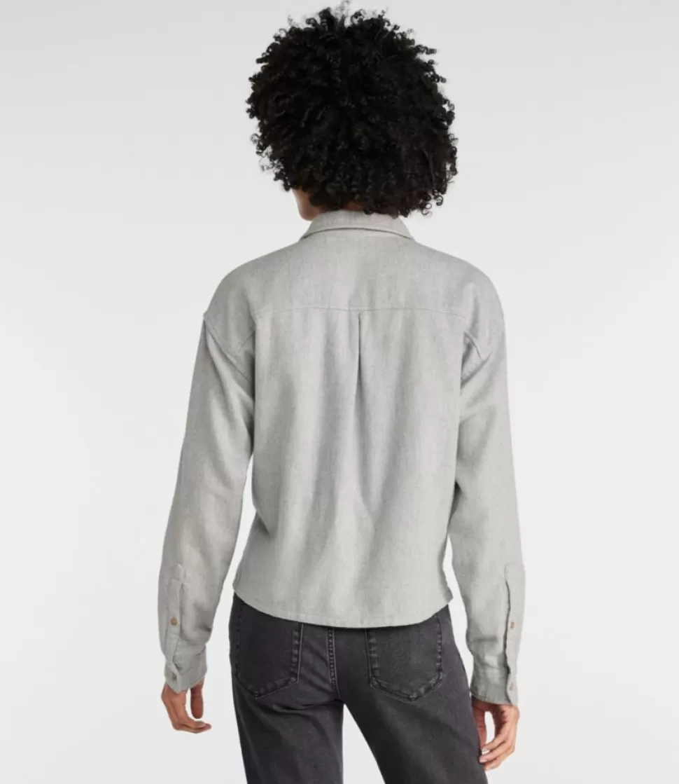 Clearance "Women's Signature Heritage Textured Flannel Shirt, Cropped" Women Shirts & Tops
