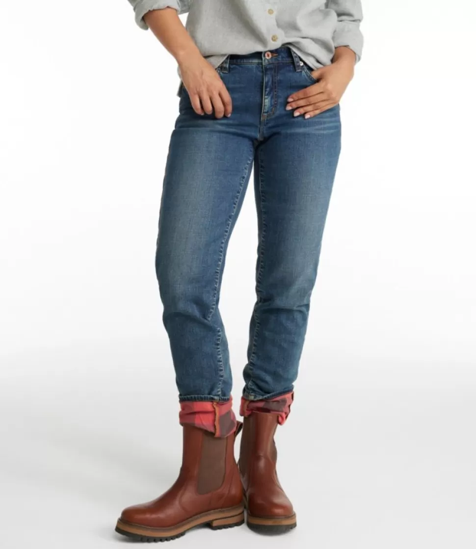 Shop "Women's Signature Lined Boyfriend Jeans, Low-Rise Straight-Leg Flannel-Lined" Women Jeans