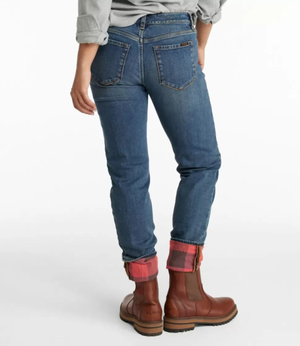 Shop "Women's Signature Lined Boyfriend Jeans, Low-Rise Straight-Leg Flannel-Lined" Women Jeans