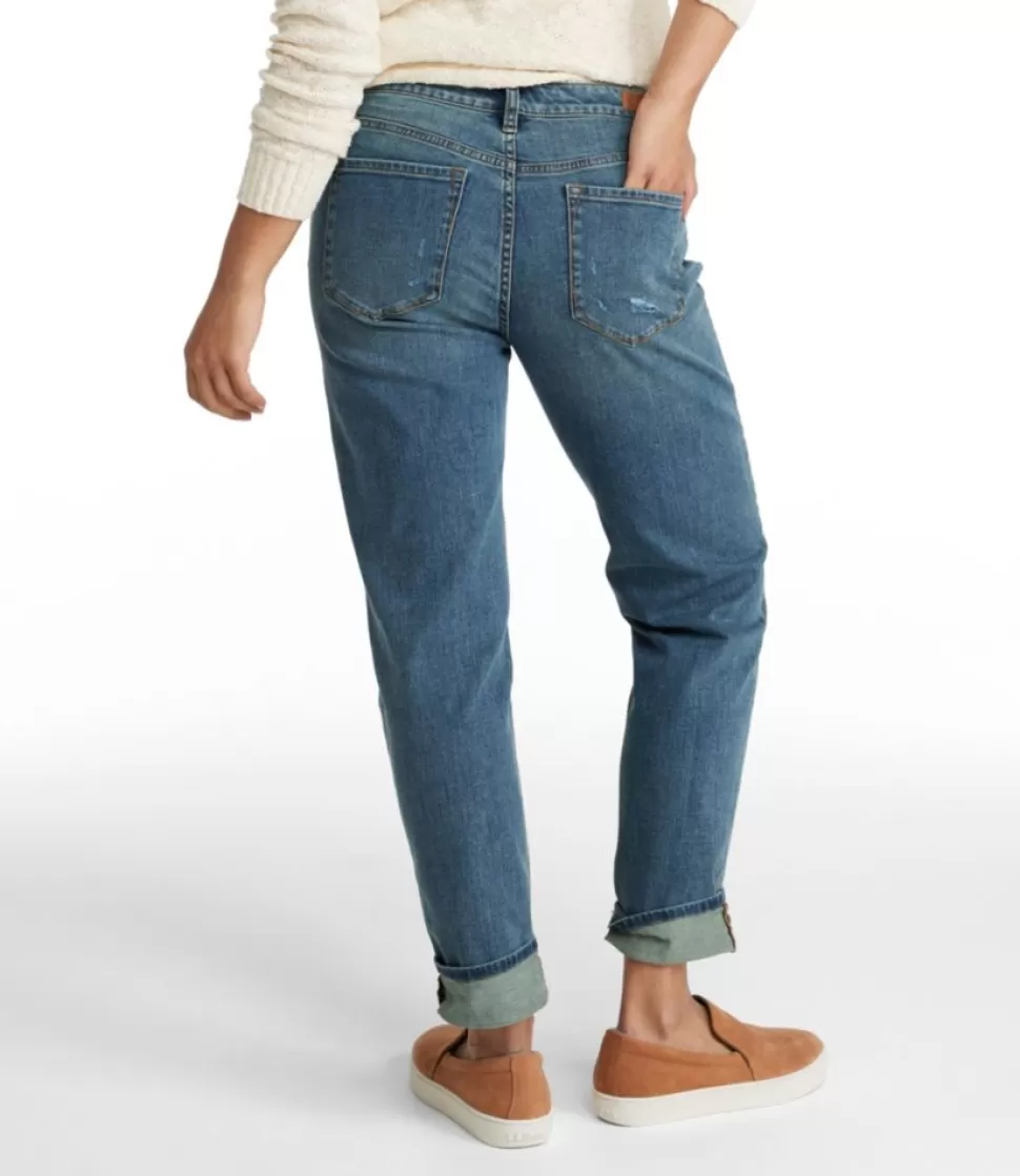 New "Women's Signature Organic Denim Boyfriend Jeans, Low-Rise Straight-Leg" Women Jeans