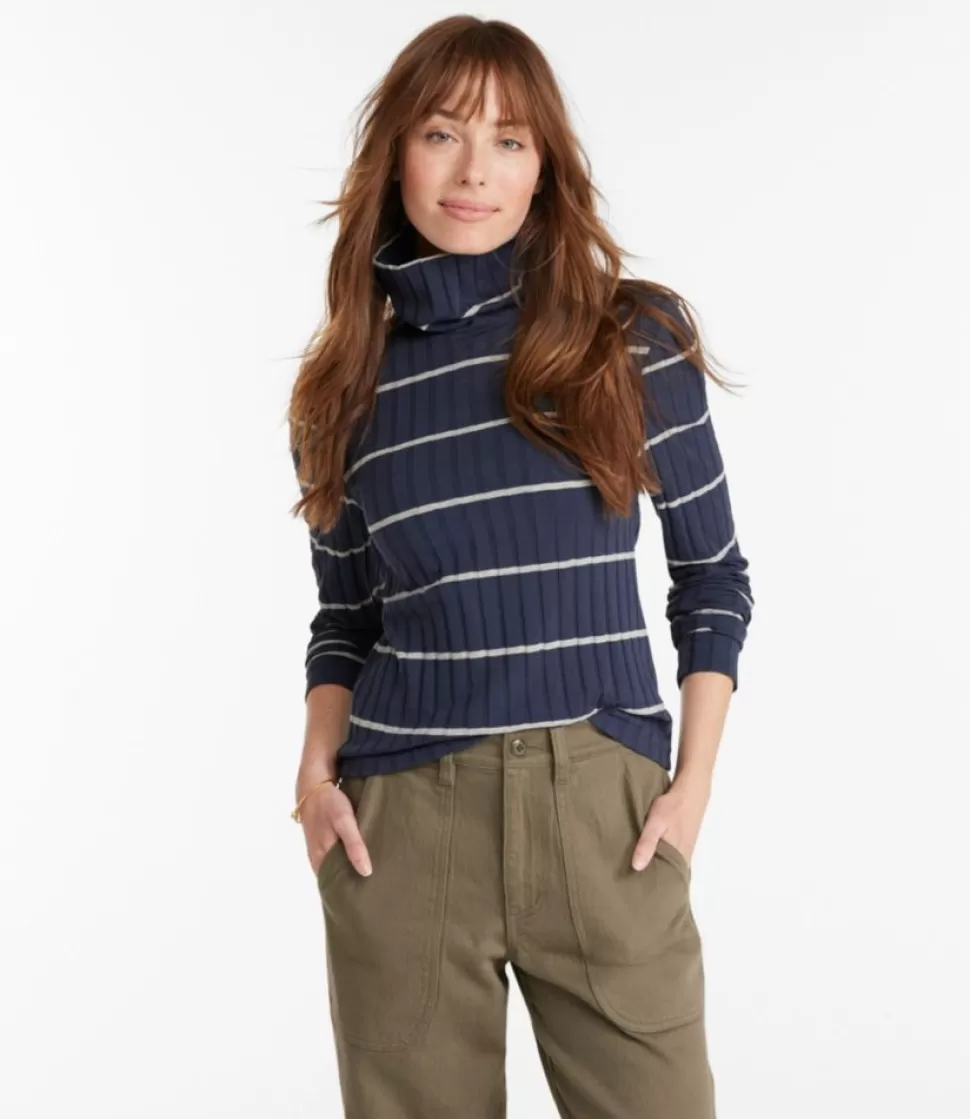 Fashion "Women's Signature Ribbed Turtleneck, Stripe" Women Shirts & Tops