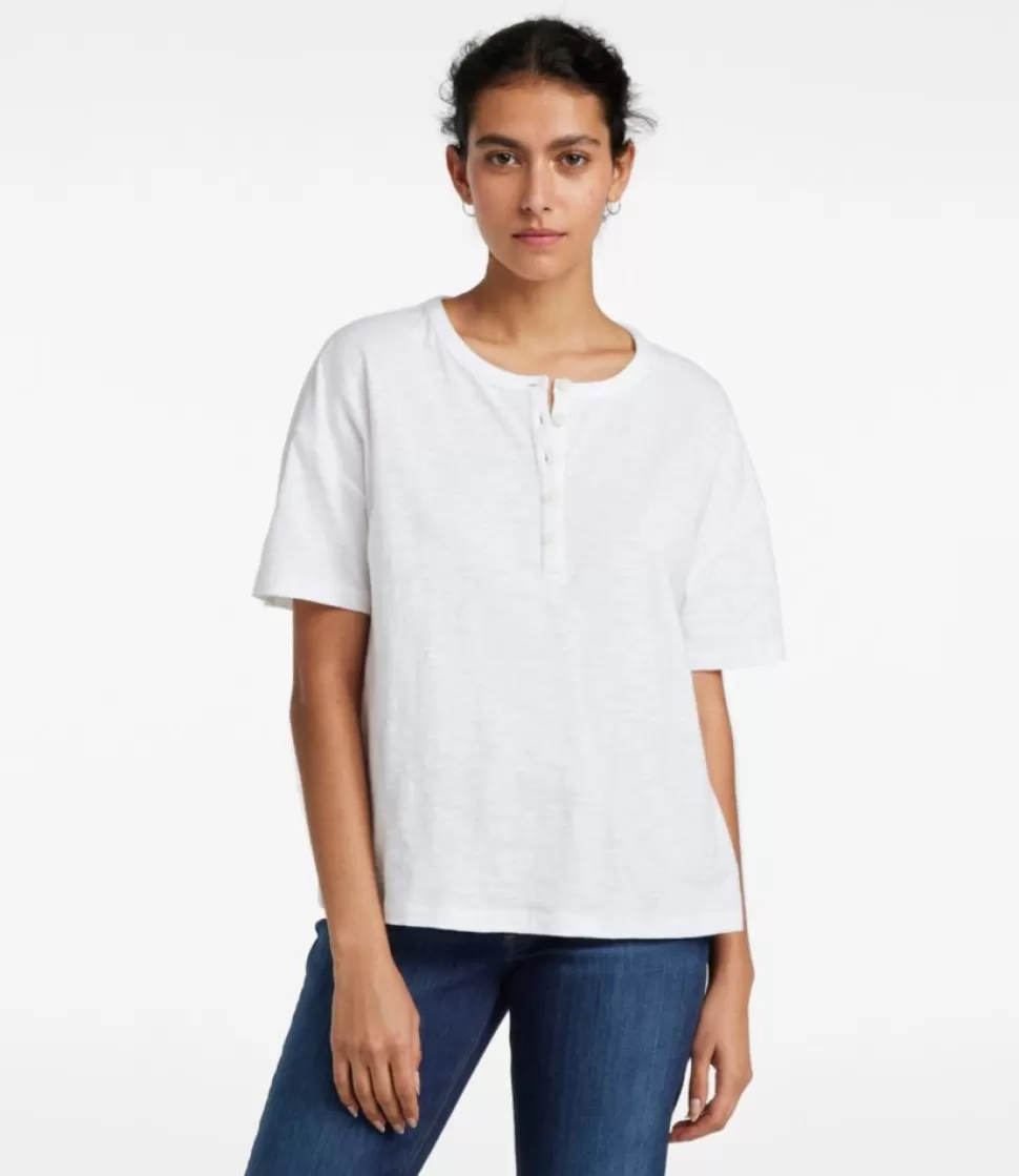 Store "Women's Signature Slub Tee, Short-Sleeve Henley" Women Shirts & Tops