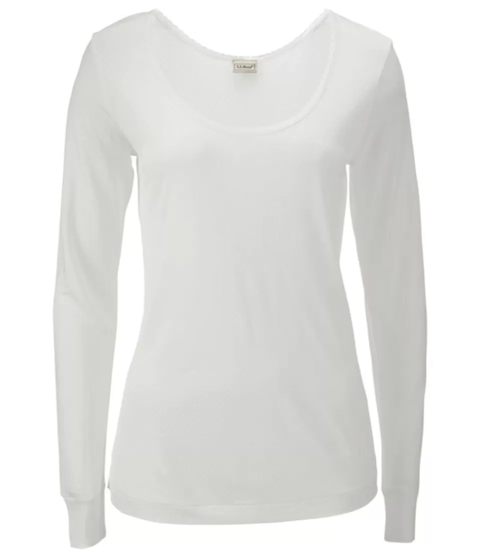 Store "Women's Silk Pointelle, Long-Sleeve Scoopneck" Women Base Layers