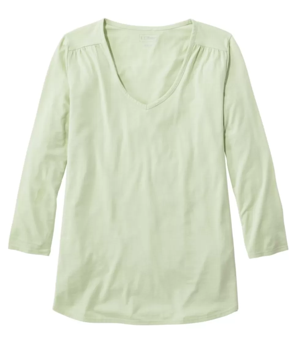 Flash Sale "Women's Soft Stretch Supima Tee, Three-Quarter-Sleeve V-Neck" Women Shirts & Tops