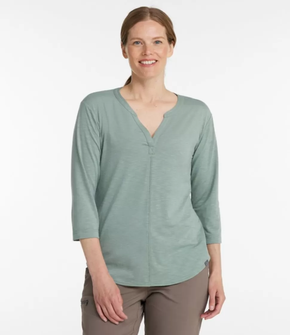 Flash Sale "Women's Streamside Tee, Three-Quarter-Sleeve Splitneck" Women Shirts & Tops | Activewear