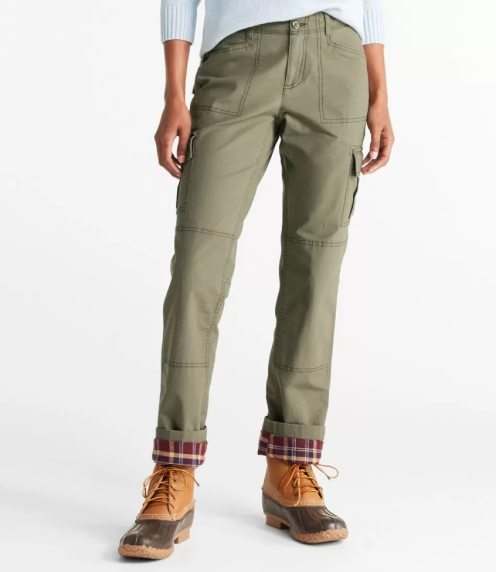 Outlet "Women's Stretch Canvas Cargo Pants, Mid-Rise Straight-Leg Lined" Women Pants