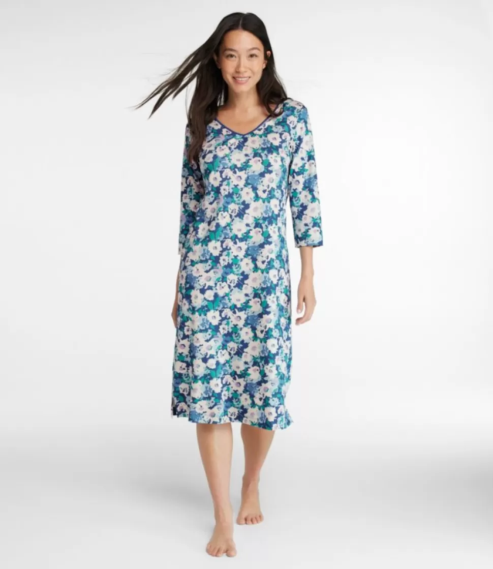 Best "Women's Supima Nightgown, V-Neck Three-Quarter-Sleeve, Print" Women Sleepwear