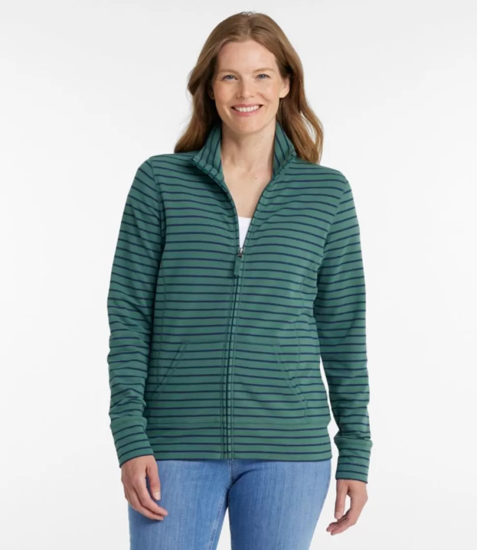 Clearance "Women's Ultrasoft Sweats, Full-Zip Mock-Neck Jacket Stripe" Women Sweatshirts