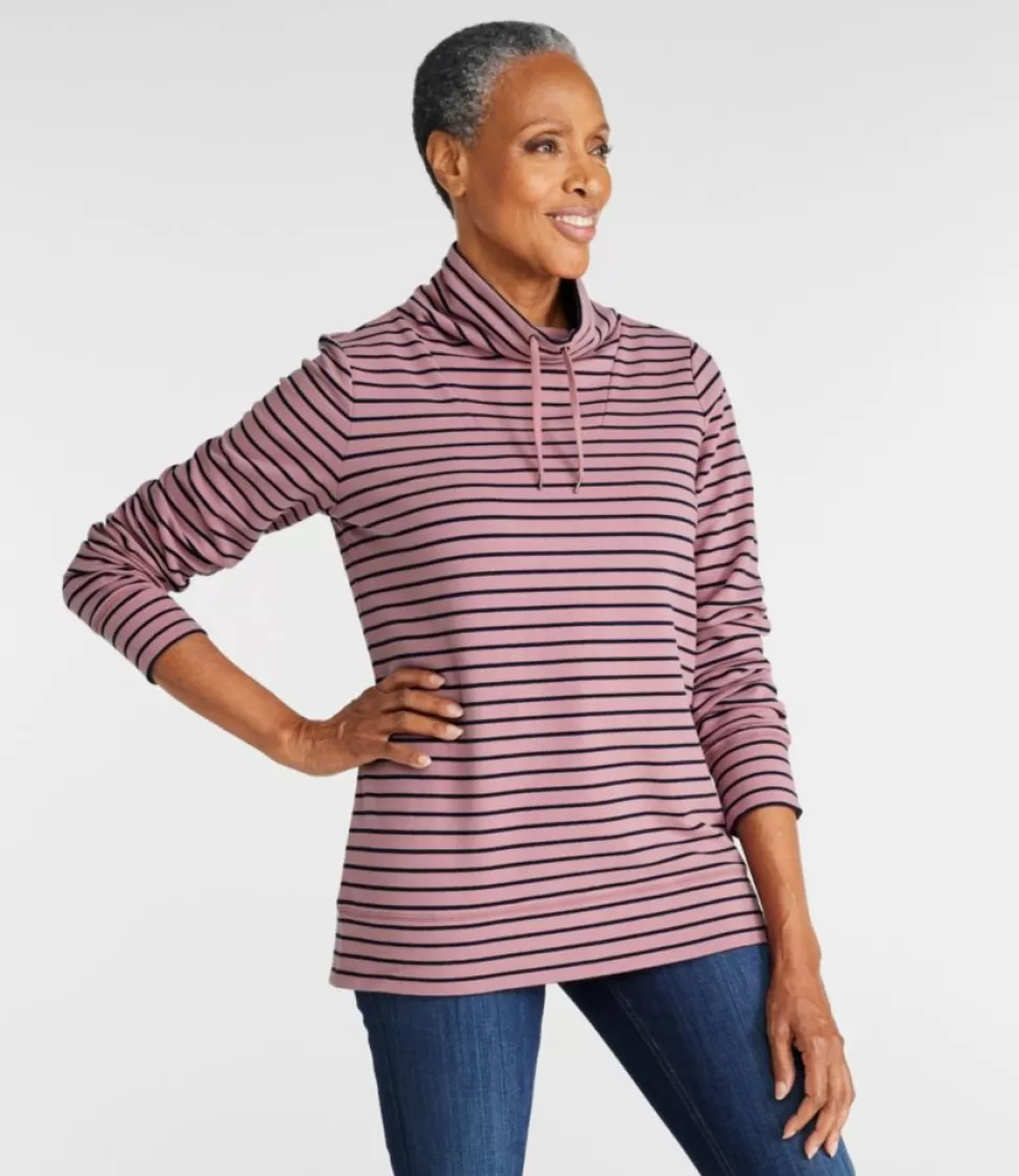 Store "Women's Ultrasoft Sweats Funnelneck Pullover, Stripe" Women Sweatshirts