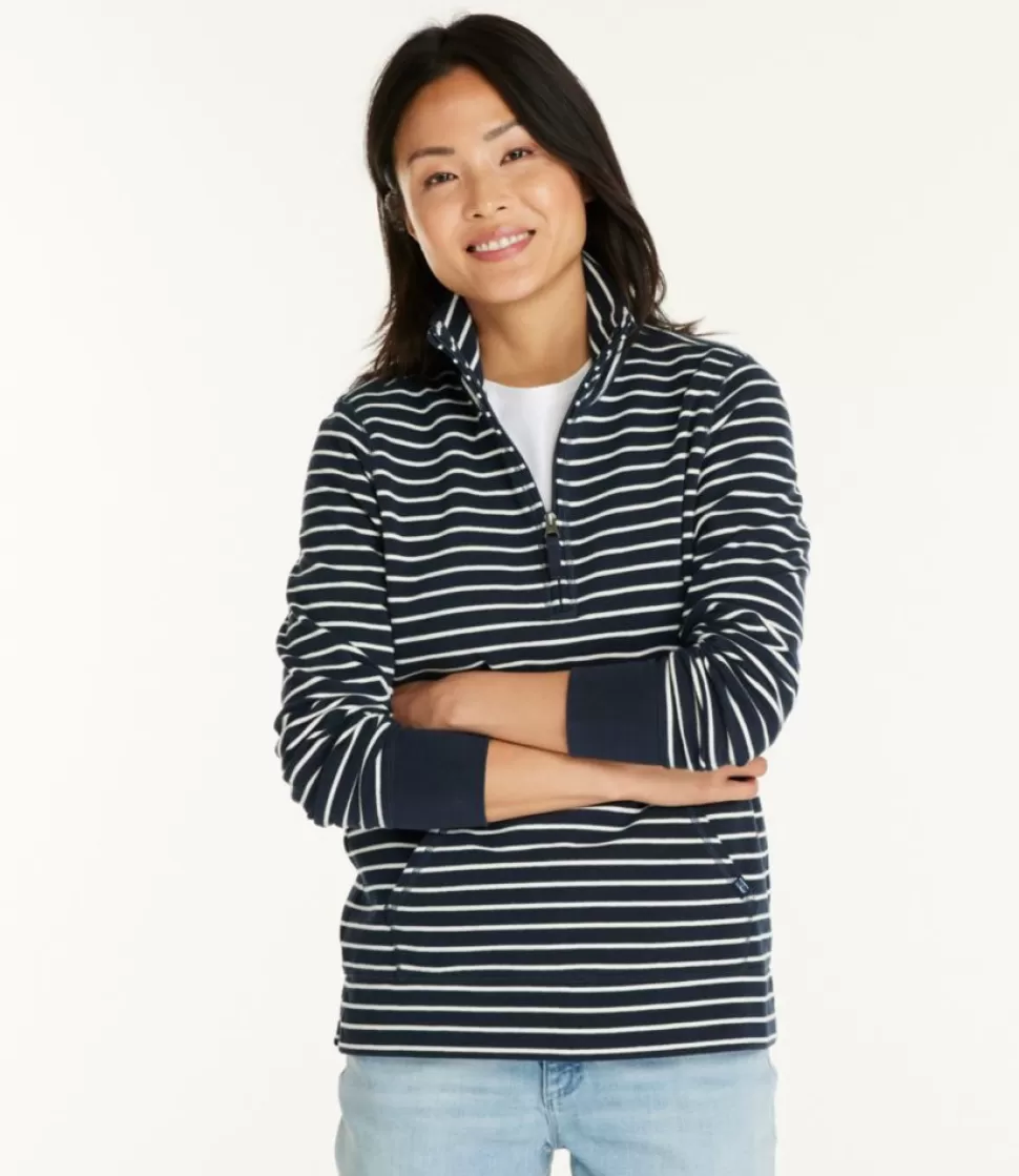 Clearance "Women's Ultrasoft Sweats, Quarter-Zip Pullover Stripe" Women Sweatshirts