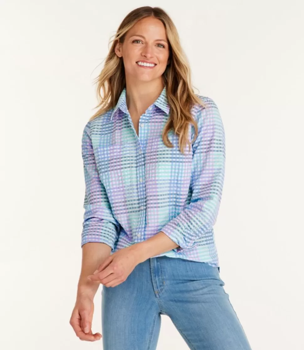 Flash Sale "Women's Vacationland Seersucker Shirt, Long-Sleeve Plaid" Women Shirts & Tops