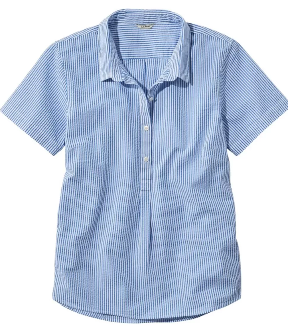 Online "Women's Vacationland Seersucker Shirt, Short-Sleeve Popover Stripe" Women Shirts & Tops