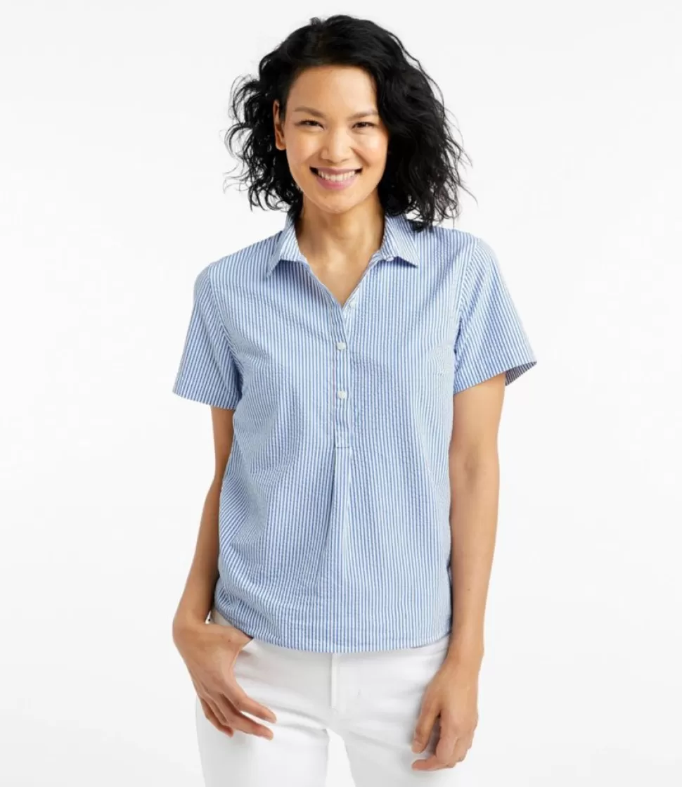 Online "Women's Vacationland Seersucker Shirt, Short-Sleeve Popover Stripe" Women Shirts & Tops