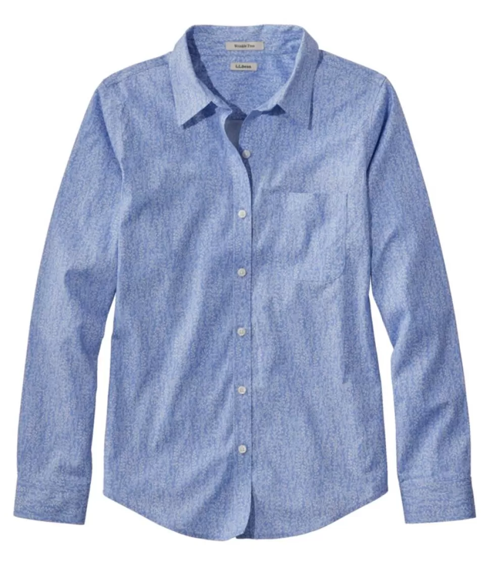 Fashion "Women's Wrinkle-Free Pinpoint Oxford Shirt, Relaxed Fit Long-Sleeve Print" Women Shirts & Tops