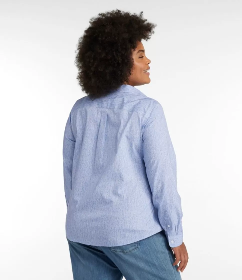 Fashion "Women's Wrinkle-Free Pinpoint Oxford Shirt, Relaxed Fit Long-Sleeve Print" Women Shirts & Tops